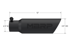 MBRP - Exhaust Tip 3 1/2 Inch O.D. Dual Wall Angled 2 1/2 Inch Inlet 12 Inch Length Black Finish MBRP - Image 2