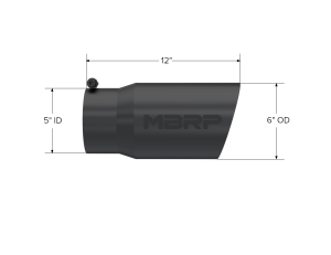 MBRP - Exhaust Tip 6 Inch O.D. Dual Wall Angled 5 Inch Inlet 12 Inch Length-Black Finish MBRP - Image 2