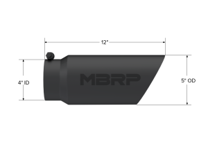 MBRP - Exhaust Tip 5 Inch O.D. Dual Wall Angled 4 Inch Inlet 12 Inch Length-Black Finish MBRP - Image 2