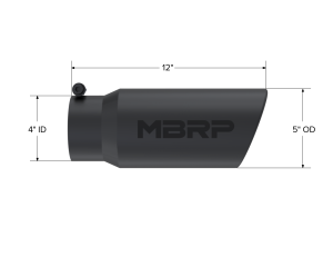 MBRP - Exhaust Tip 5 Inch O.D. Angled Rolled End 4 Inch Inlet 12 Inch Length-Black Finish MBRP - Image 2