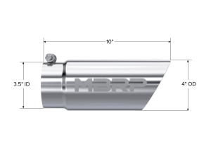 MBRP - Exhaust Tip 4 Inch O.D. Dual Wall Angled 3 1/2 Inch Inlet 10 Inch Length T304 Stainless Steel MBRP - Image 2