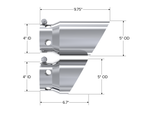 MBRP - 4 Inch Inlet 5 Inch Tip Cover Set-6 3/4 Inch And 9 3/4 Inch Length T304 Stainless Steel MBRP - Image 2