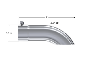 MBRP - Exhaust Tail Pipe Tip 3.5 Inch O.D. Turn Down 3.5 Inch Inlet 12 Inch Length T304 Stainless Steel MBRP - Image 2