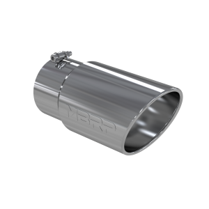 Exhaust Tail Pipe Tip 6 Inch O.D. Angled Rolled End 5 Inch Inlet 12 Inch Length T304 Stainless Steel MBRP