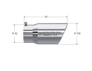 MBRP - Exhaust Tail Pipe Tip 6 Inch O.D. Angled Rolled End 5 Inch Inlet 12 Inch Length T304 Stainless Steel MBRP - Image 2