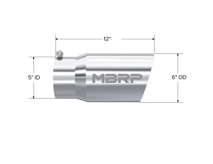 MBRP - Exhaust Tail Pipe Tip 6 Inch O.D. Dual Wall Angled 5 Inch Inlet 12 Inch Length T304 Stainless Steel MBRP - Image 2