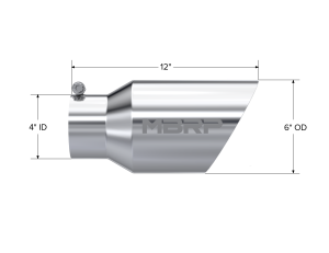 MBRP - Exhaust Tail Pipe Tip 6 Inch O.D. Dual Wall Angled 4 Inch Inlet 12 Inch Length T304 Stainless Steel MBRP - Image 2