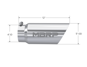 MBRP - Exhaust Tail Pipe Tip 5 Inch O.D. Dual Wall Angled 4 Inch Inlet 12 Inch Length T304 Stainless Steel MBRP - Image 2