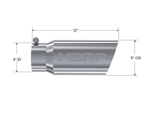 MBRP - Exhaust Tail Pipe Tip 5 Inch O.D. Angled Single Walled 4 Inch Inlet 12 Inch Length T304 Stainless Steel MBRP - Image 2