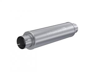 4 Inch Inlet/Outlet Quiet Tone Exhaust Muffler 24 Inch Body 6 Inch Diameter 30 Inch Overall Aluminized Steel MBRP