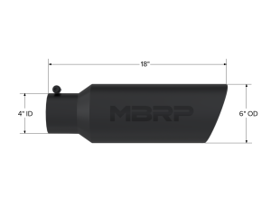 MBRP - Exhaust Tip 6 Inch O.D. Rolled End 4 Inch Inlet 18 Inch Length Black Finish MBRP - Image 2