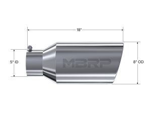 MBRP - Exhaust Tip 8 Inch O.D. Rolled End 5 Inch Inlet 18 Inch Length T304 Stainless Steel MBRP - Image 2