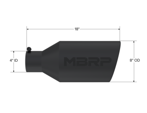 MBRP - Exhaust Tip 8 Inch O.D. Rolled End 4 Inch Inlet 18 Inch Length Black Finish MBRP - Image 2