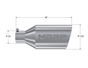 MBRP - Exhaust Tip 8 Inch O.D. Rolled End 4 Inch Inlet 18 Inch Length T304 Stainless Steel MBRP - Image 2