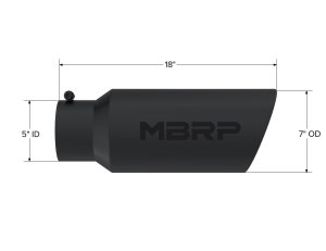 MBRP - Exhaust Tip 7 Inch O.D. Rolled End 5 Inch Inlet 18 Inch Length Black Finish MBRP - Image 2