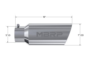 MBRP - Exhaust Tip 7 Inch O.D. Rolled End 5 Inch Inlet 18 Inch Length T304 Stainless Steel MBRP - Image 2