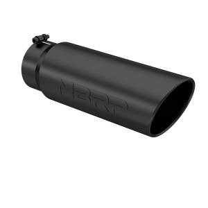 Exhaust Tip 6 Inch O.D. Angled Rolled End 5 Inch Inlet 18 Inch Length Black Finish MBRP