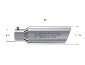 MBRP - Exhaust Tip 6 Inch O.D. Rolled End 4 Inch Inlet 18 Inch Length T304 Stainless Steel MBRP - Image 2