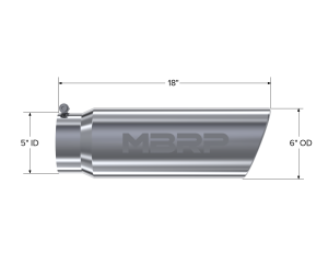 MBRP - Exhaust Tip 6 Inch O.D. Angled Rolled End 5 Inch Inlet 18 Inch Length T304 Stainless Steel MBRP - Image 2