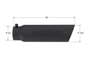 MBRP - MBRP Armor BLK Tip 5 Inch OD Angled Rolled End, 4 Inch inlet, 18 Inch length - Image 2