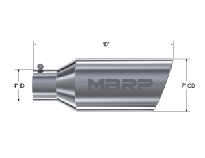 MBRP - Exhaust Tail Pipe Tip 7 Inch O.D. Rolled End 4 Inch Inlet 18 Inch Length T304 Stainless Steel MBRP - Image 2