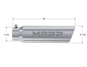 MBRP - MBRP Exhaust Tip, T304 5 Inch  OD Angled Rolled End, 4 Inch Inlet 18 Inch length - Image 2