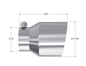 MBRP - 3 Inch Inlet 4.5 Inch OD Out 6.13 Inch Length Angle Cut Universal Tail Pipe Tip T304 Stainless Steel Tip MBRP - Image 2