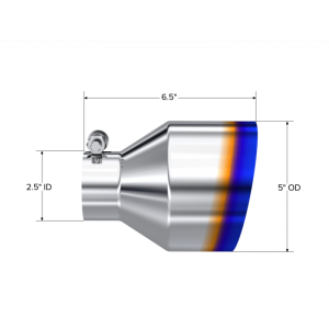 MBRP - Exhaust Tip 2.5 Inch ID 5 Inch OD Out 6.5 Inch Length Angle Cut Single Wall Burnt and Stainless Steel MBRP - Image 2