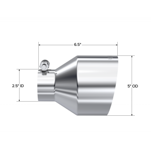 MBRP - Exhaust Tip 2.5 Inch ID 5 Inch OD Out 6.5 Inch Length Angle Cut Single Wall T304 Stainless Steel MBRP - Image 2