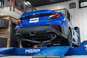 MBRP - 23-Up Subaru WRX 2.4L T304 Stainless Steel 3 Inch Cat-Back Dual Split Rear Quad Carbon Fiber Tips Race Profile MBRP - Image 6