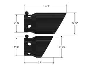 MBRP - 08-24 Ford 6.4L, 6.7L Powerstroke Black-Coated Tip 4 Inch ID 5 Inch Outlet Tip Cover Set 6.75 Inch 9.75 Inch Length MBRP - Image 2