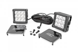 Rough Country - 4 Inch Square Cree LED Lights Pair Chrome Series w/Cool White DRL Rough Country - Image 1