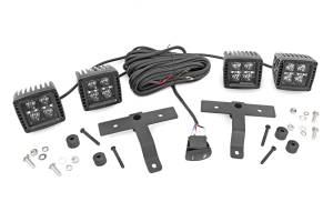 Jeep Quad LED Light Pod KitBlack Series w/White DRL 18-20 JL/20-UP Gladiator Rough Country