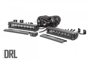 Rough Country - 8 Inch CREE LED Light Bar Single Row, Pair Black Series w/Cool White DRL Rough Country - Image 1