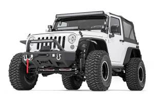 Rough Country - Jeep Front Stubby LED Winch Bumper w/Hoop Chrome Series JK, JL, Gladiator JT Rough Country - Image 2