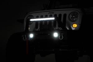 Rough Country - Jeep Front Stubby LED Winch Bumper w/Hoop Chrome Series JK, JL, Gladiator JT Rough Country - Image 3