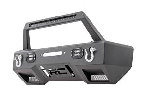 Jeep Front Stubby LED Winch Bumper w/Hoop Black Series JK, JL, Gladiator JT Rough Country