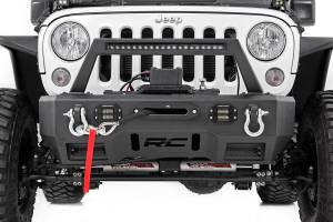 Rough Country - Jeep Front Stubby LED Winch Bumper w/Hoop Black Series JK, JL, Gladiator JT Rough Country - Image 3