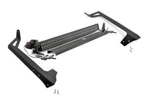 Rough Country - Jeep 50-Inch Straight LED Light Bar Upper Windshield Kit w/ 50 Inch Black Series LED Light 07-18 Wrangler JK Rough Country - Image 1