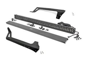 Rough Country - Jeep 50-Inch Straight LED Light Bar Upper Windshield Kit w/ 50 Inch Black Series LED Light w/ Amber DRL 07-18 Wrangler JK Rough Country - Image 1