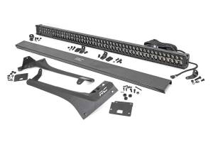 Rough Country - Jeep 50-Inch Straight LED Light Bar Upper Windshield Kit w/ Dual-Row Black Series LED White DRL 20-Up Gladiator JT 18-20 Wrangler JL Rough Country - Image 1