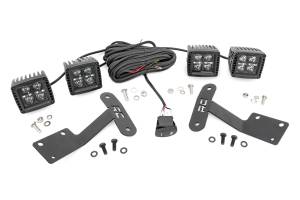 Toyota 2-inch LED Lower Windshield Ditch Kit (14-20 Tundra Black Series w/ Cool White DRL) Rough Country