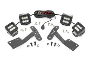 Toyota 2-inch LED Lower Windshield Ditch Kit (14-20 Tundra Black Series Spot and Flood Pattern Combo) Rough Country