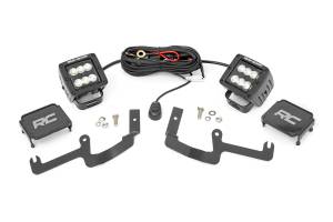 Rough Country - Chevy 2-inch LED Lower Windshield Ditch Kit Black Series Flood Beam For 19-20 Silverado Rough Country - Image 1