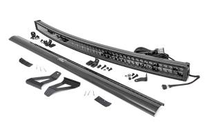 Rough Country - Jeep 50-inch Black Series Curved LED Light Bar w/DRL Upper Windshield Kit 84-01 Jeep XJ Cherokee Rough Country - Image 1