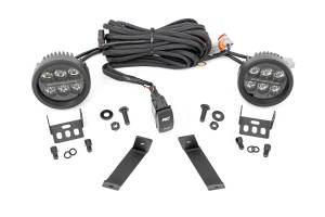 Rough Country - LED Light Kit Ditch Mount Black Series Round 3.5 Inch Amber DRL Jeep KL (14-21) Rough Country - Image 1