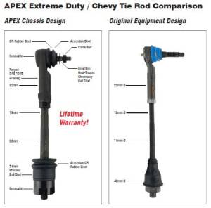 Apex Chassis - Apex Chassis Heavy Duty Tie Rod Assembly Fits: 11-20 Chevy Silverado/GMC Sierra 2500 HD /3500 HD  Includes: Left & Right Inner & Outer Tie Rod - Image 2