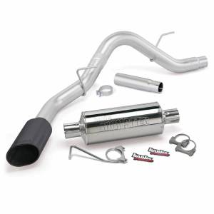 Monster Exhaust System Single Exit Black Ob Round Tip 15-19 F-150 2.7/3.5L EcoBoost 5.0L ECMB CCSB/MB Banks Power