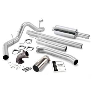 Monster Exhaust System W/Power Elbow Single Exit Chrome Round Tip 98-02 Dodge 5.9L Standard Cab Banks Power