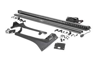 Jeep 50-Inch Straight LED Light Bar Upper Windshield Kit w/ Single-Row Black Series LED 20-Up Gladiator JT 18-20 Wrangler JL Rough Country